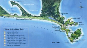 Mapa de trilhas de Arraial do Cabo