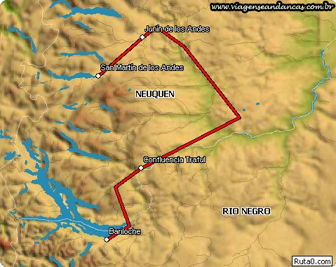 Trajeto que fizemos desde San Martín até Bariloche por Rinconada