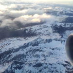 Cordilheira dos Andes vista do avião na chegada a Ushuaia