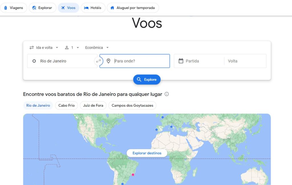 Google Voos. Ferramenta incrível para planejamento e monitoramento de preços